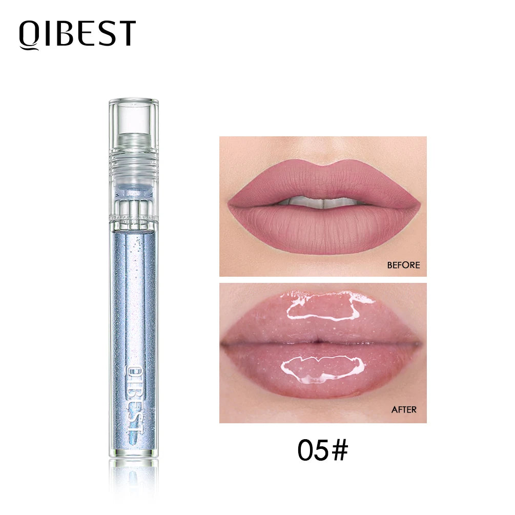 QIBEST Moisturizer Plumper Lip Gloss Long Lasting Transparent Lipgloss Base Watery
