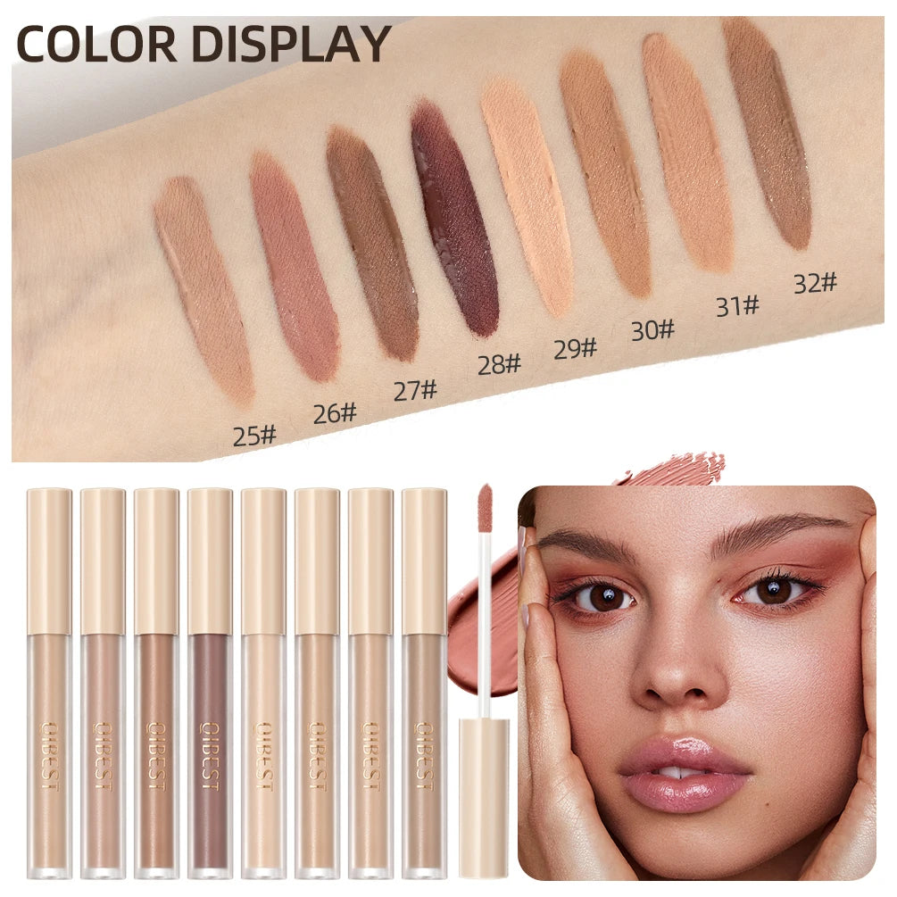 QIBEST Liquid Eyeshadow Cream Smooth Eye Makeup Long Lasting Waterproof Eyeshadow Stick Blush Dual Purpose Contour Cosmetic Kits