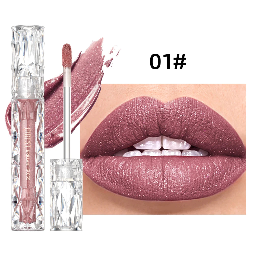 QIBEST Waterproof Diamond Shimmer Glitter Lipgloss Matte