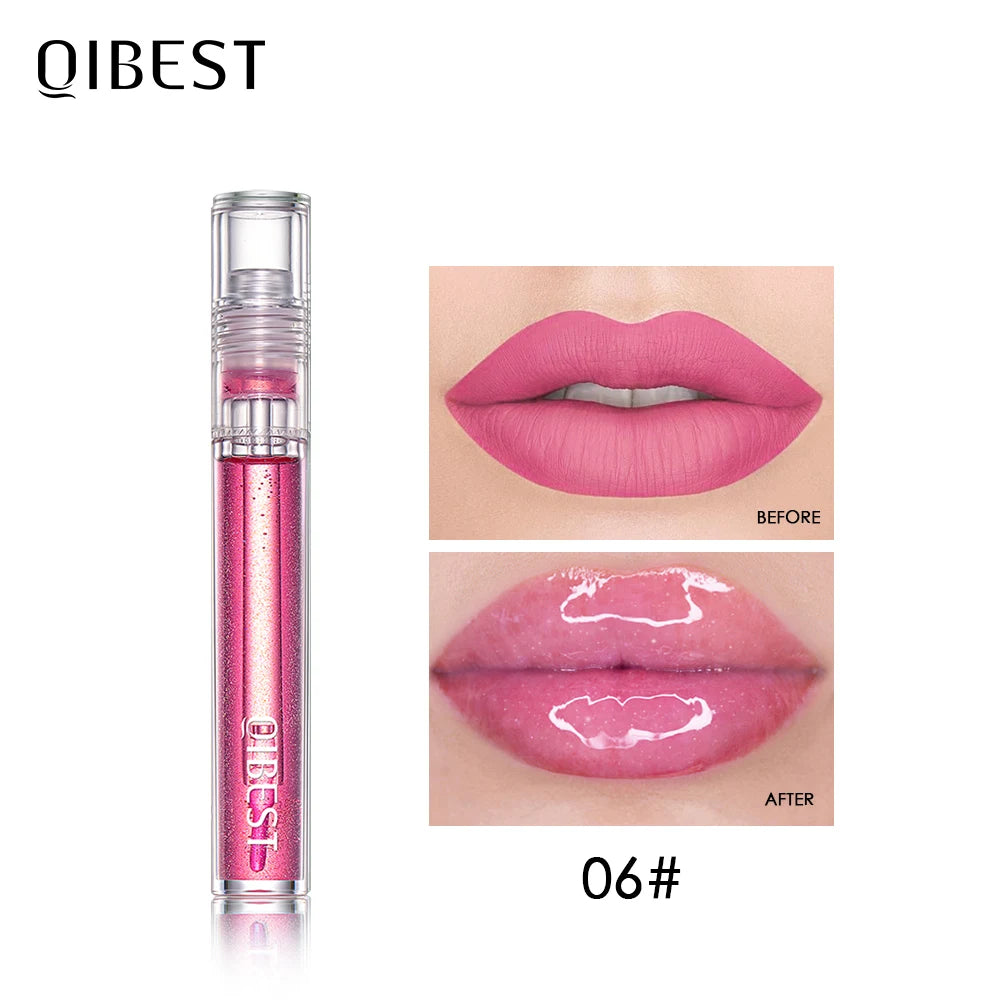 QIBEST Moisturizer Plumper Lip Gloss Long Lasting Transparent Lipgloss Base Watery