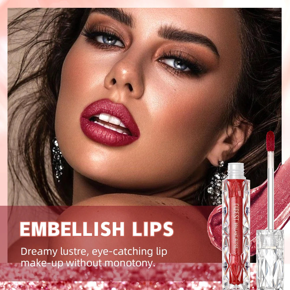 QIBEST Waterproof Diamond Shimmer Glitter Lipgloss Matte