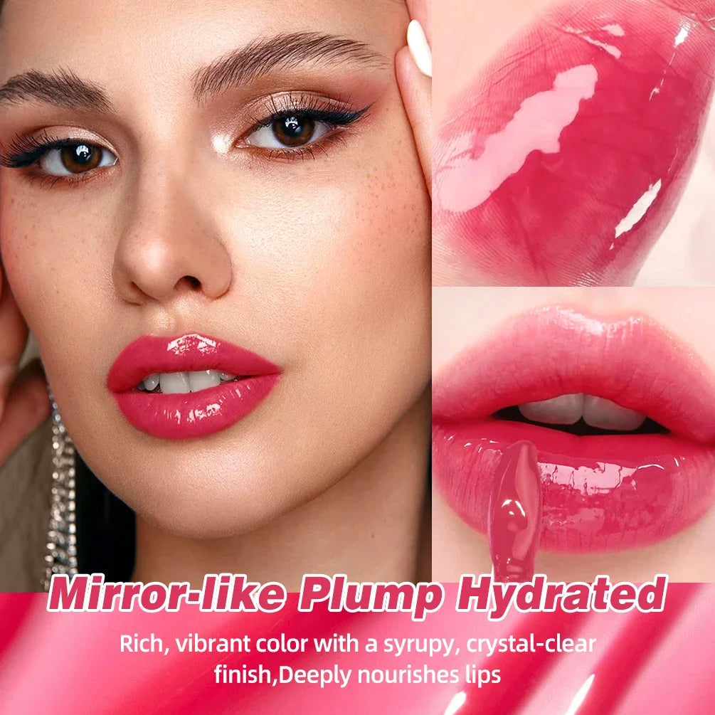 QIBEST Mirror Pearl Lip Gloss Long Lasting Moisturizing Lipstick Shine Glitter Lip Glaze