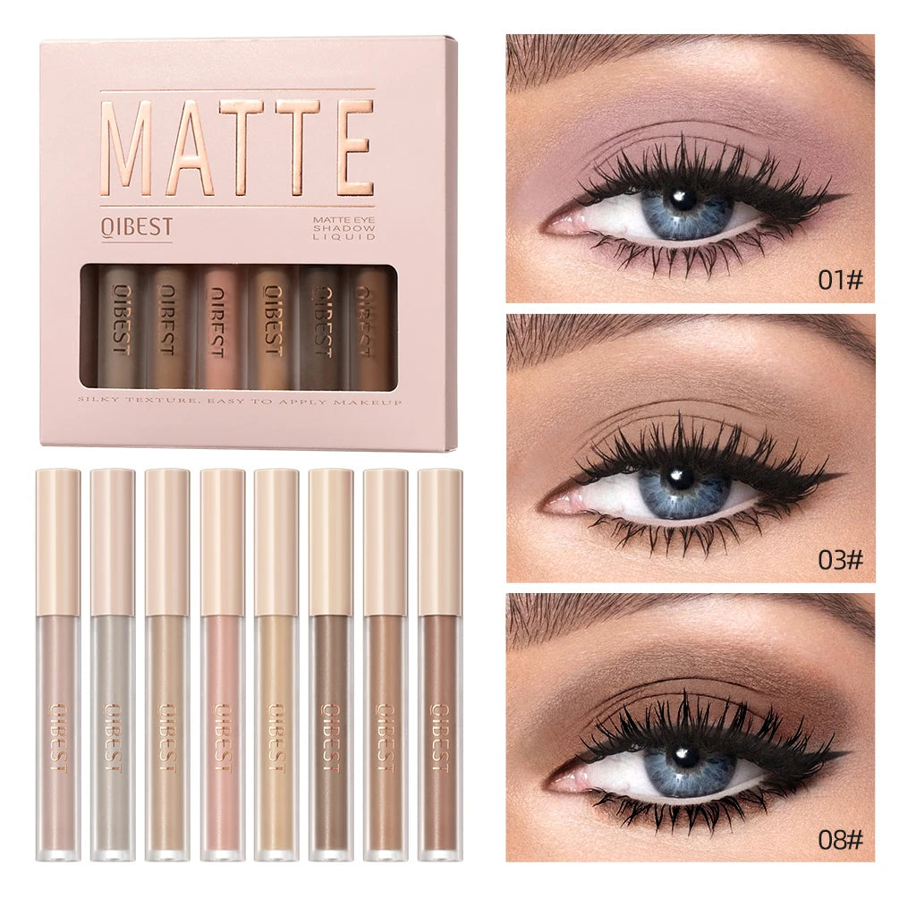 QIBEST Liquid Eyeshadow Cream Smooth Eye Makeup Long Lasting Waterproof Eyeshadow Stick Blush Dual Purpose Contour Cosmetic Kits