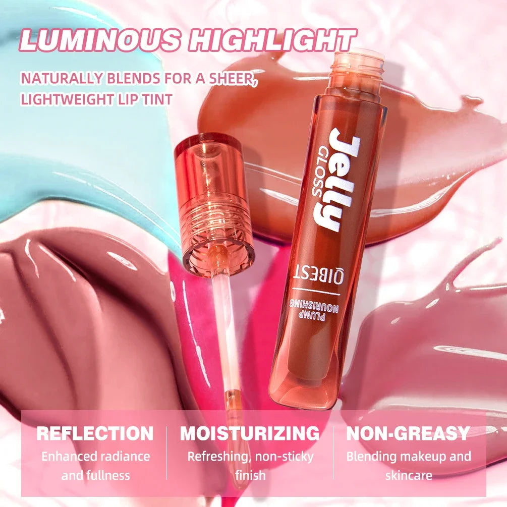 QIBEST Mirror Pearl Lip Gloss Long Lasting Moisturizing Lipstick Shine Glitter Lip Glaze