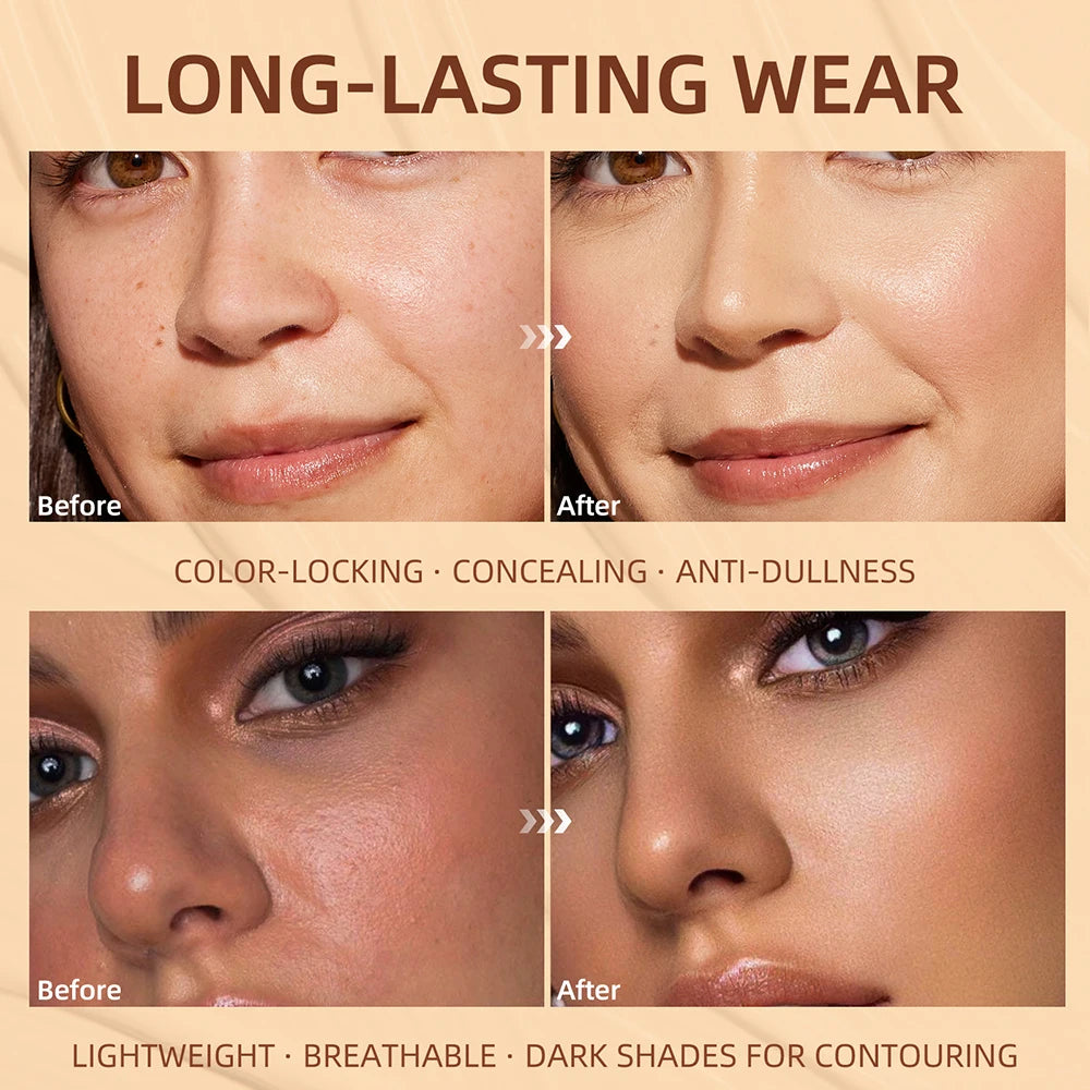 QIBEST Waterproof Cream Foundation Moisturizing Matte Full Coverage