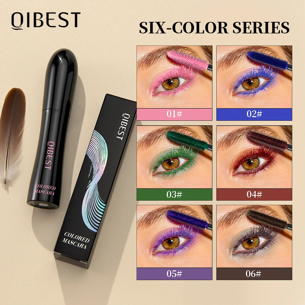 QIBEST 4D Silk Fiber Eyelash Mascara Waterproof Colorful Mascara