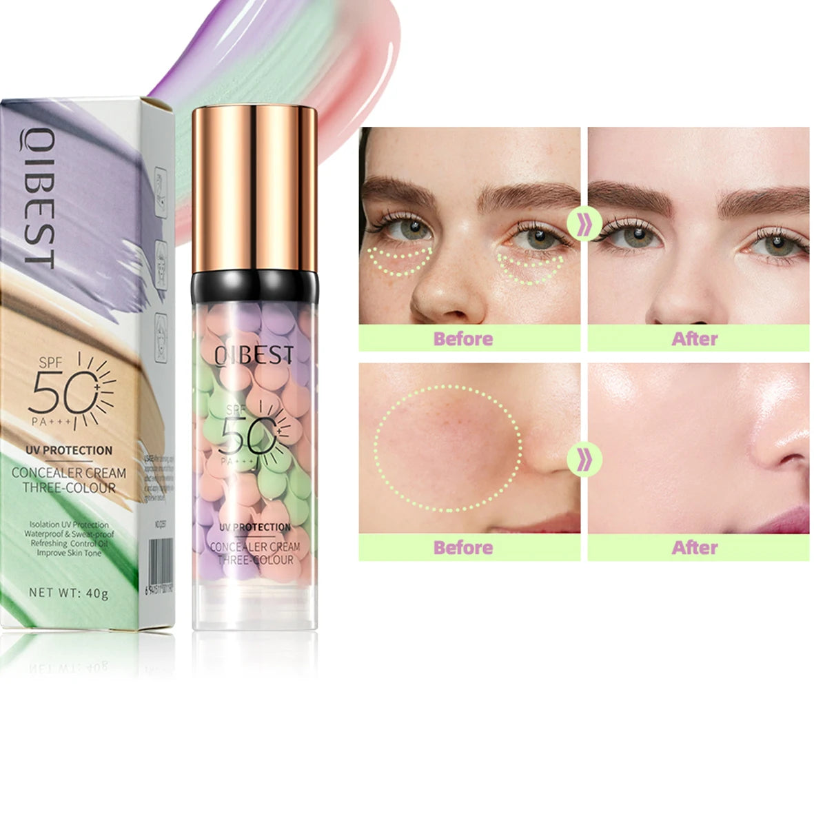 QIBEST Protective Pre-makeup Cream Even Skin Tone Brightening Base
