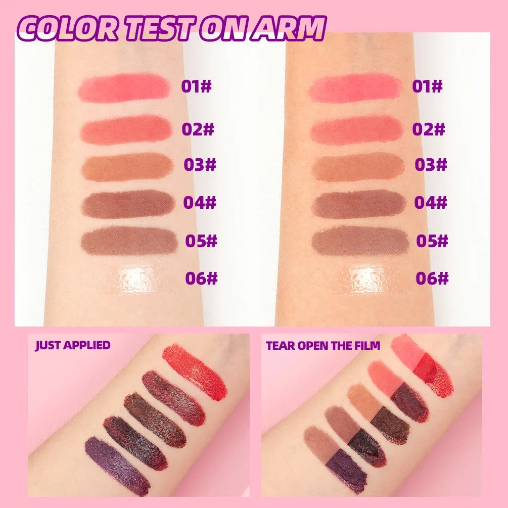 QIBEST Peel-off Lipgloss Matte Natural Mist Lip Tinted Waterproof Long Lasting Lipstick Makeup Tear Contour Lip Stain Cosmetics