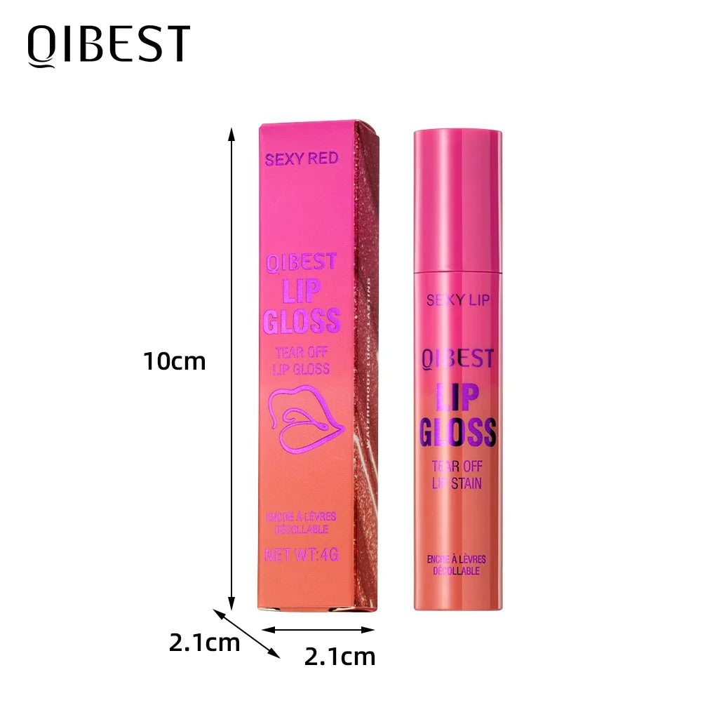 QIBEST Peel-off Lipgloss Matte Natural Mist Lip Tinted Waterproof Long Lasting Lipstick Makeup Tear Contour Lip Stain Cosmetics
