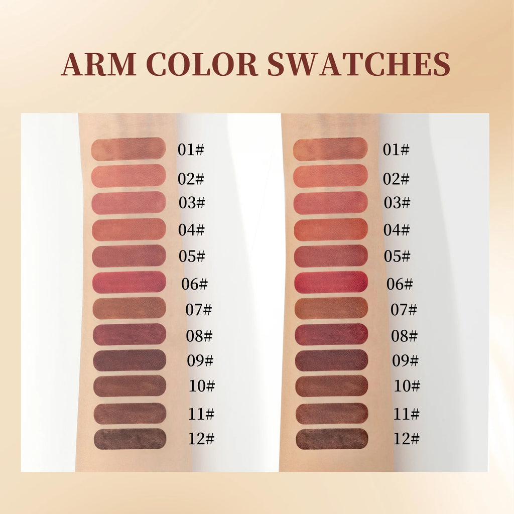 QIBEST 12 Colors Matte Lipstick Lipliner Pen Makeup Sets Waterproof
