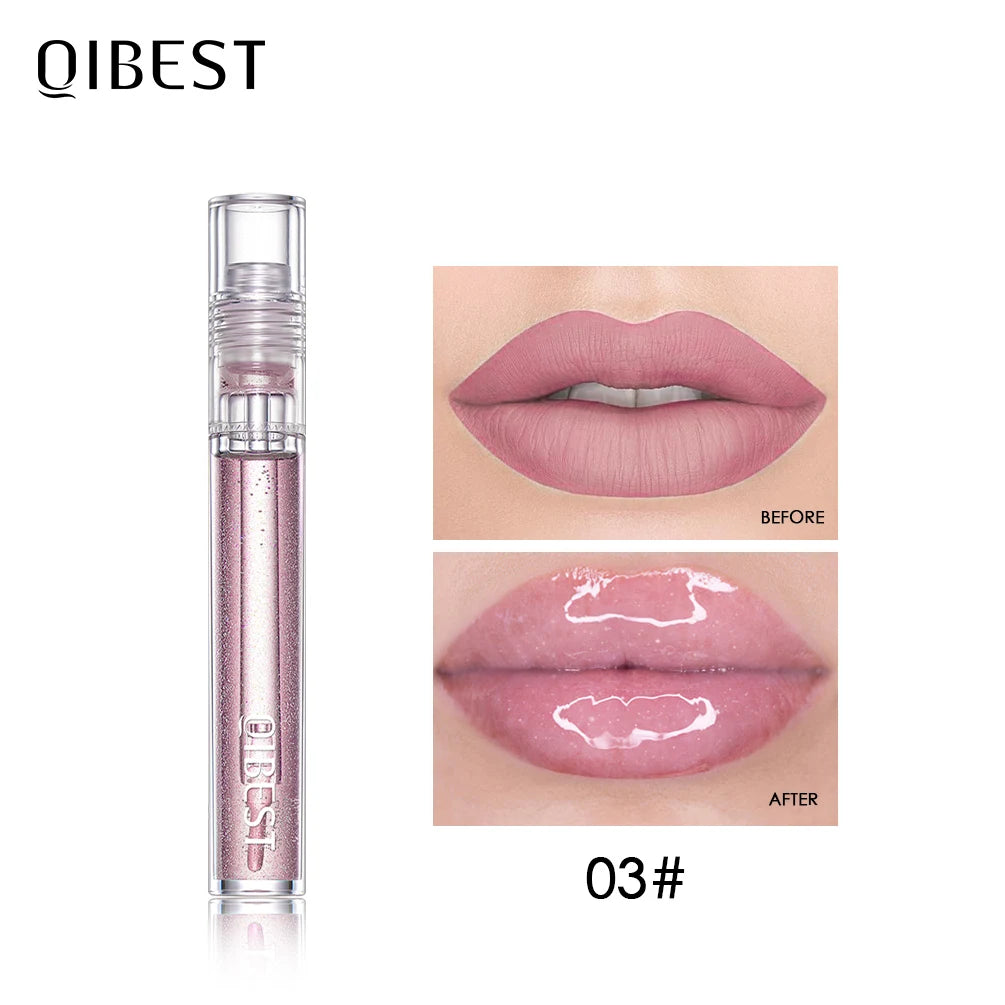 QIBEST Moisturizer Plumper Lip Gloss Long Lasting Transparent Lipgloss Base Watery