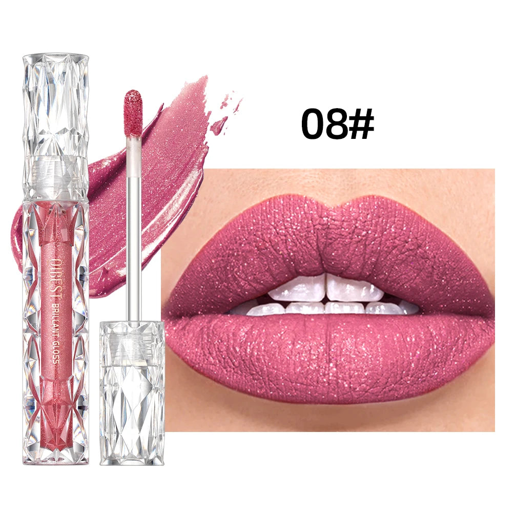 QIBEST Waterproof Diamond Shimmer Glitter Lipgloss Matte
