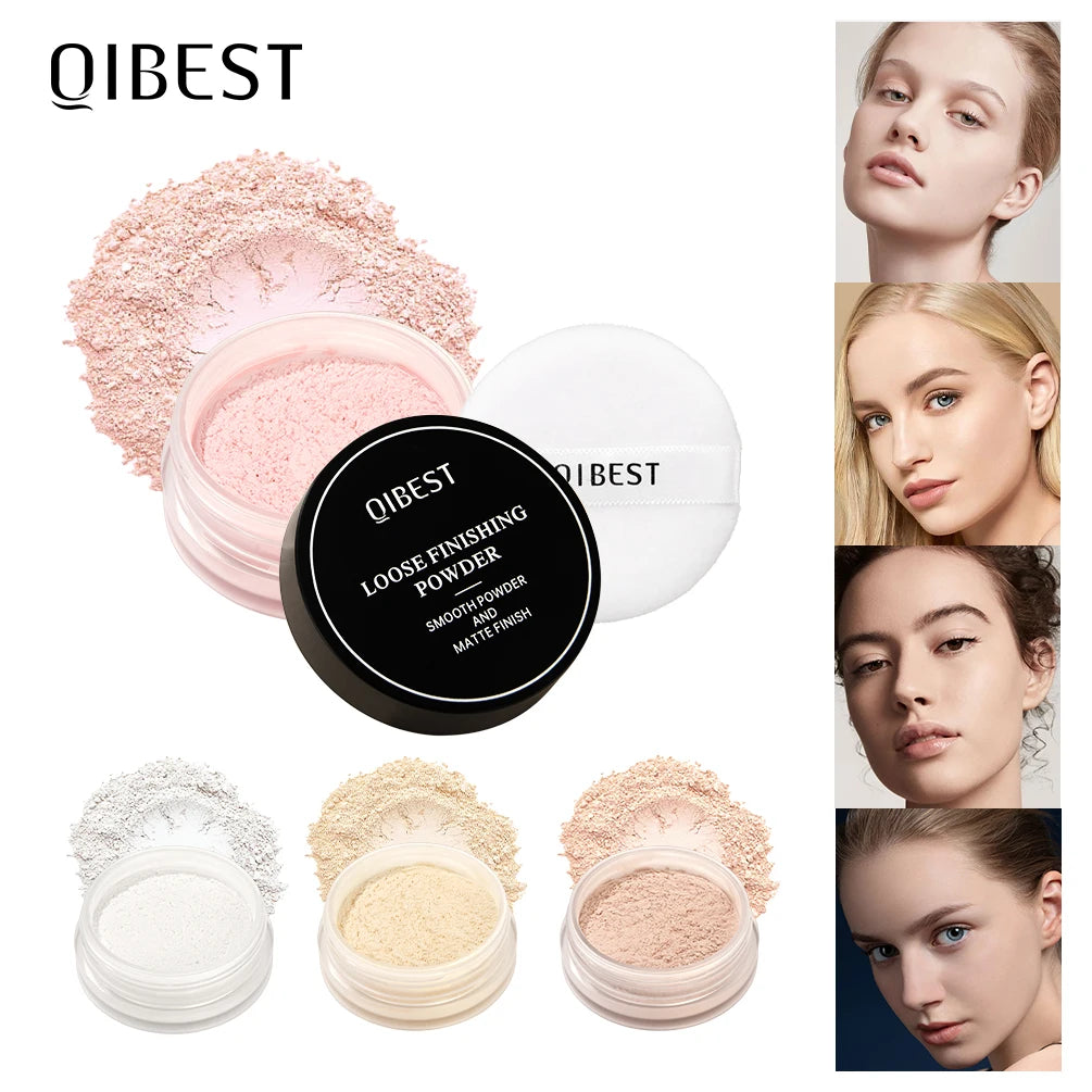 QIBEST 4 Colors Loose Powder Waterproof Oil-Control Matte