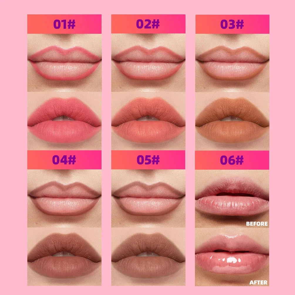 QIBEST Peel-off Lipgloss Matte Natural Mist Lip Tinted Waterproof Long Lasting Lipstick Makeup Tear Contour Lip Stain Cosmetics