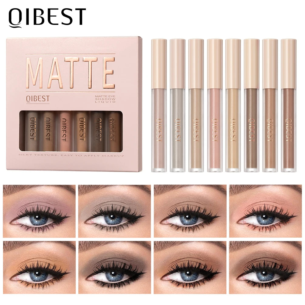 QIBEST Liquid Eyeshadow Cream Smooth Eye Makeup Long Lasting Waterproof Eyeshadow Stick Blush Dual Purpose Contour Cosmetic Kits