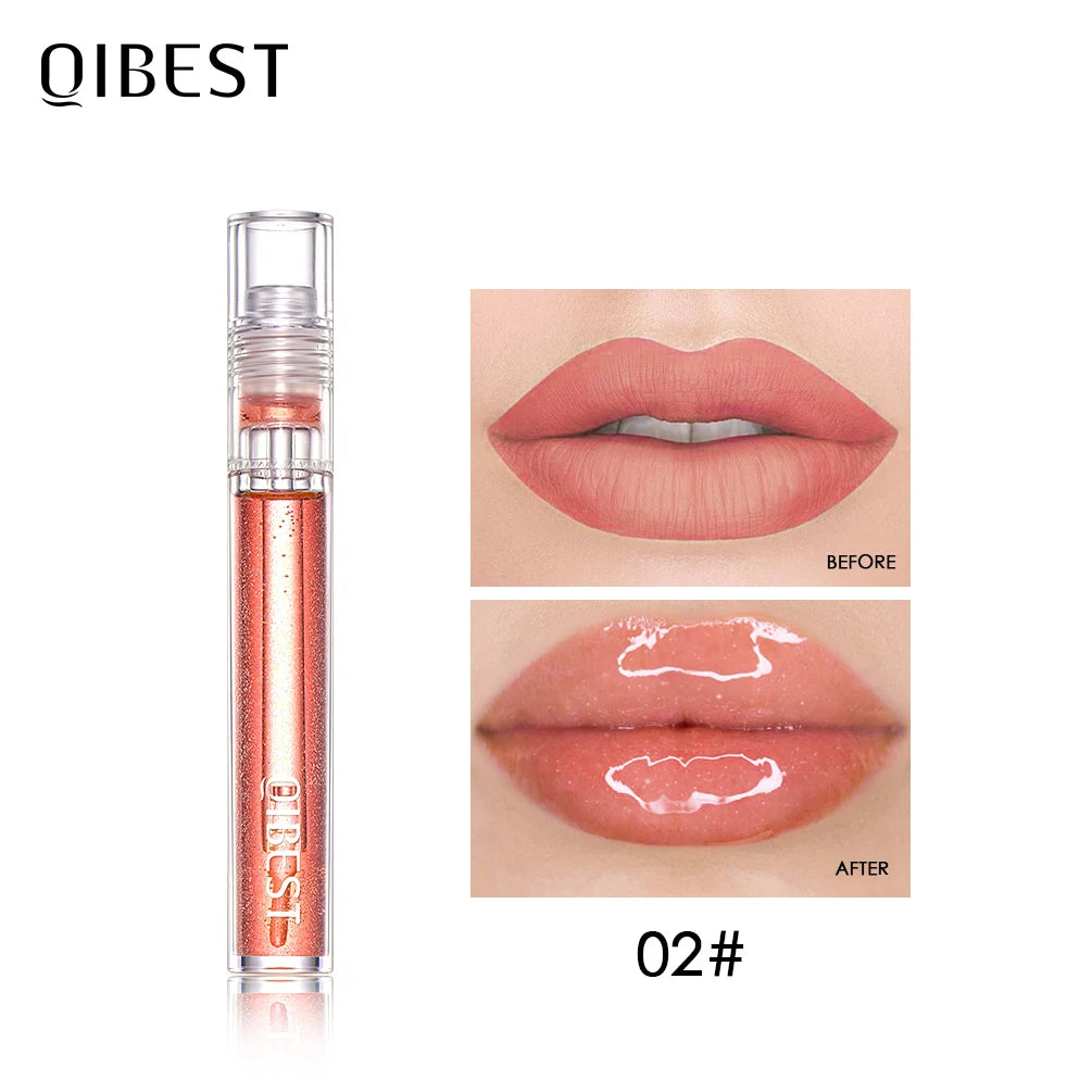 QIBEST Moisturizer Plumper Lip Gloss Long Lasting Transparent Lipgloss Base Watery