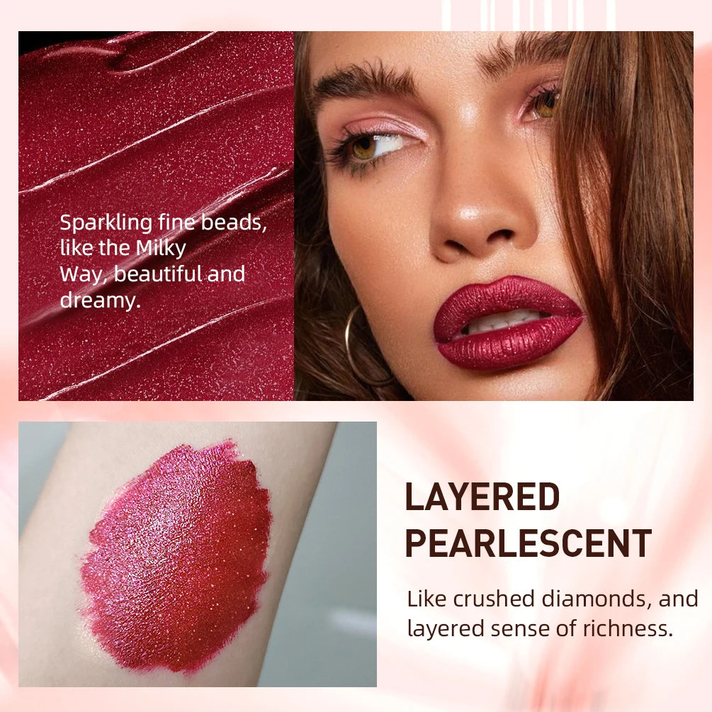 QIBEST Waterproof Diamond Shimmer Glitter Lipgloss Matte