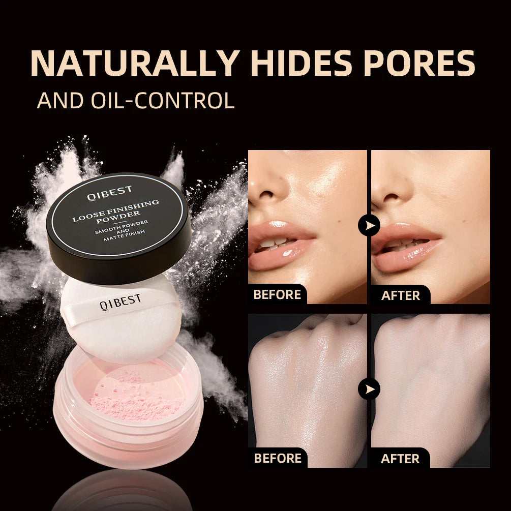 QIBEST 4 Colors Loose Powder Waterproof Oil-Control Matte