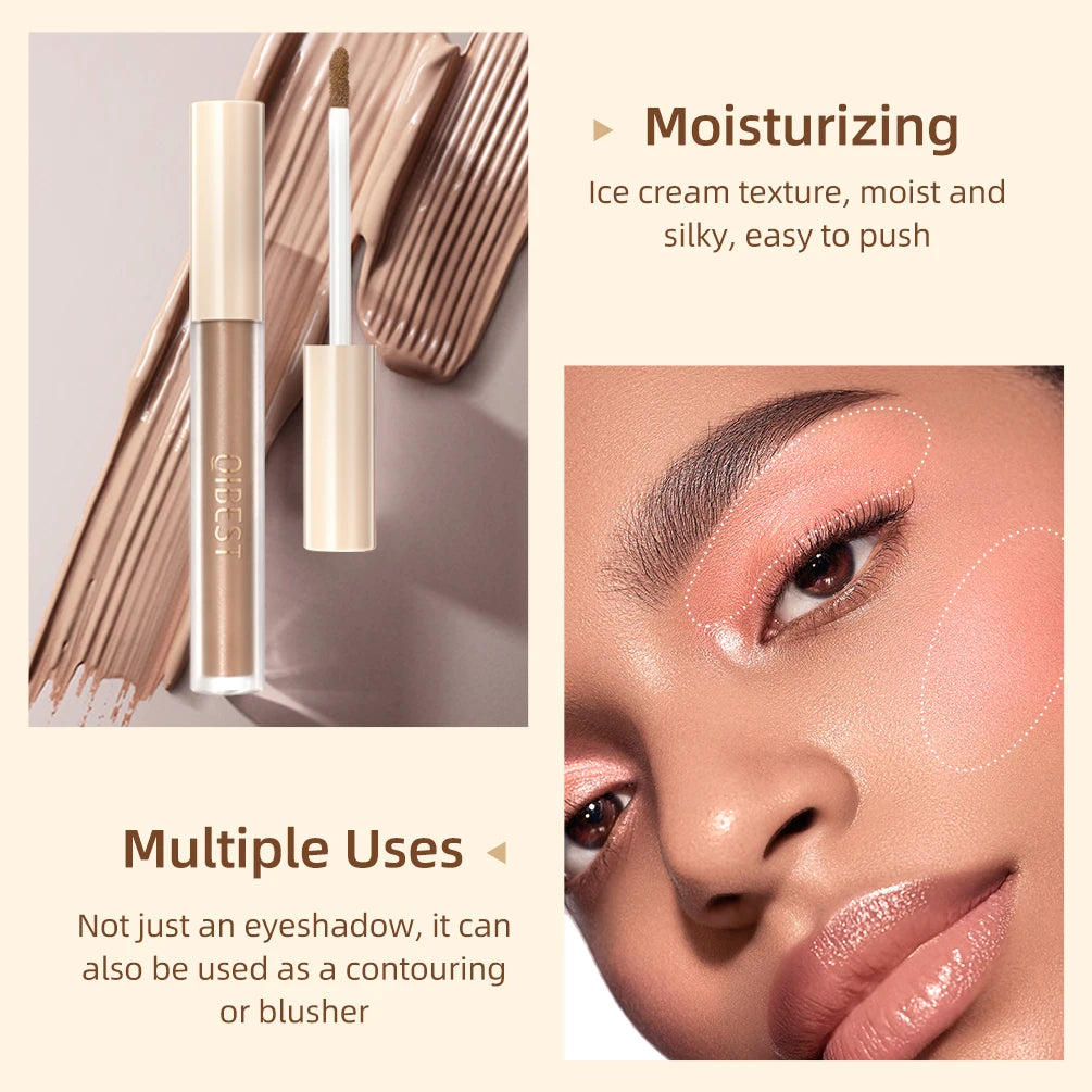 QIBEST Liquid Eyeshadow Cream Smooth Eye Makeup Long Lasting Waterproof Eyeshadow Stick Blush Dual Purpose Contour Cosmetic Kits