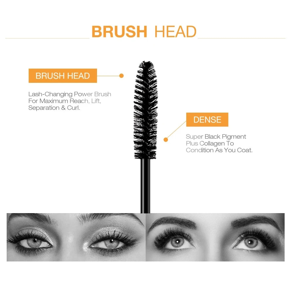 2pcs/set Black Mascara Beauty Makeup 4D Curling Lash Eyelash Extension Waterproof