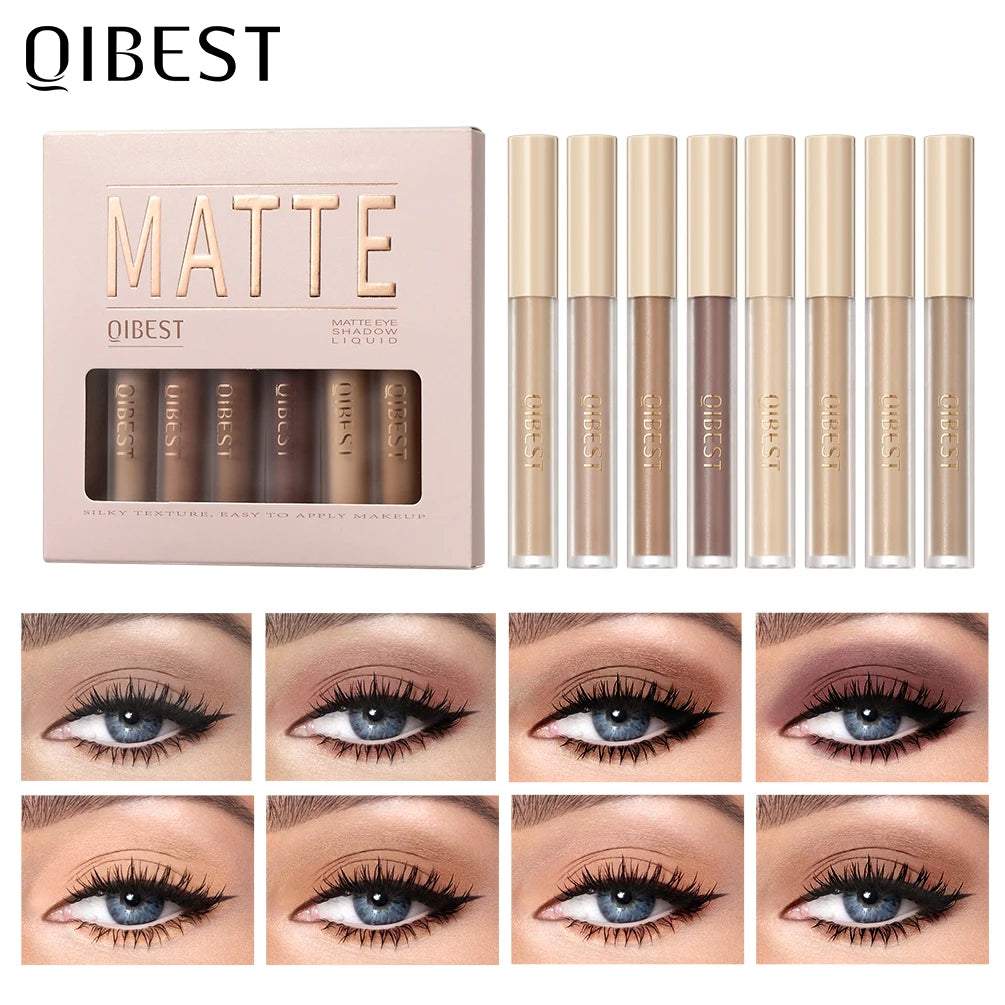 QIBEST Liquid Eyeshadow Cream Smooth Eye Makeup Long Lasting Waterproof Eyeshadow Stick Blush Dual Purpose Contour Cosmetic Kits