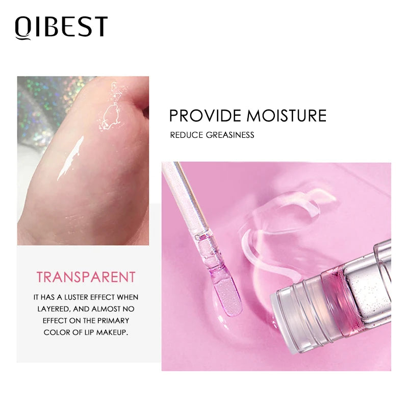 QIBEST Moisturizer Plumper Lip Gloss Long Lasting Transparent Lipgloss Base Watery