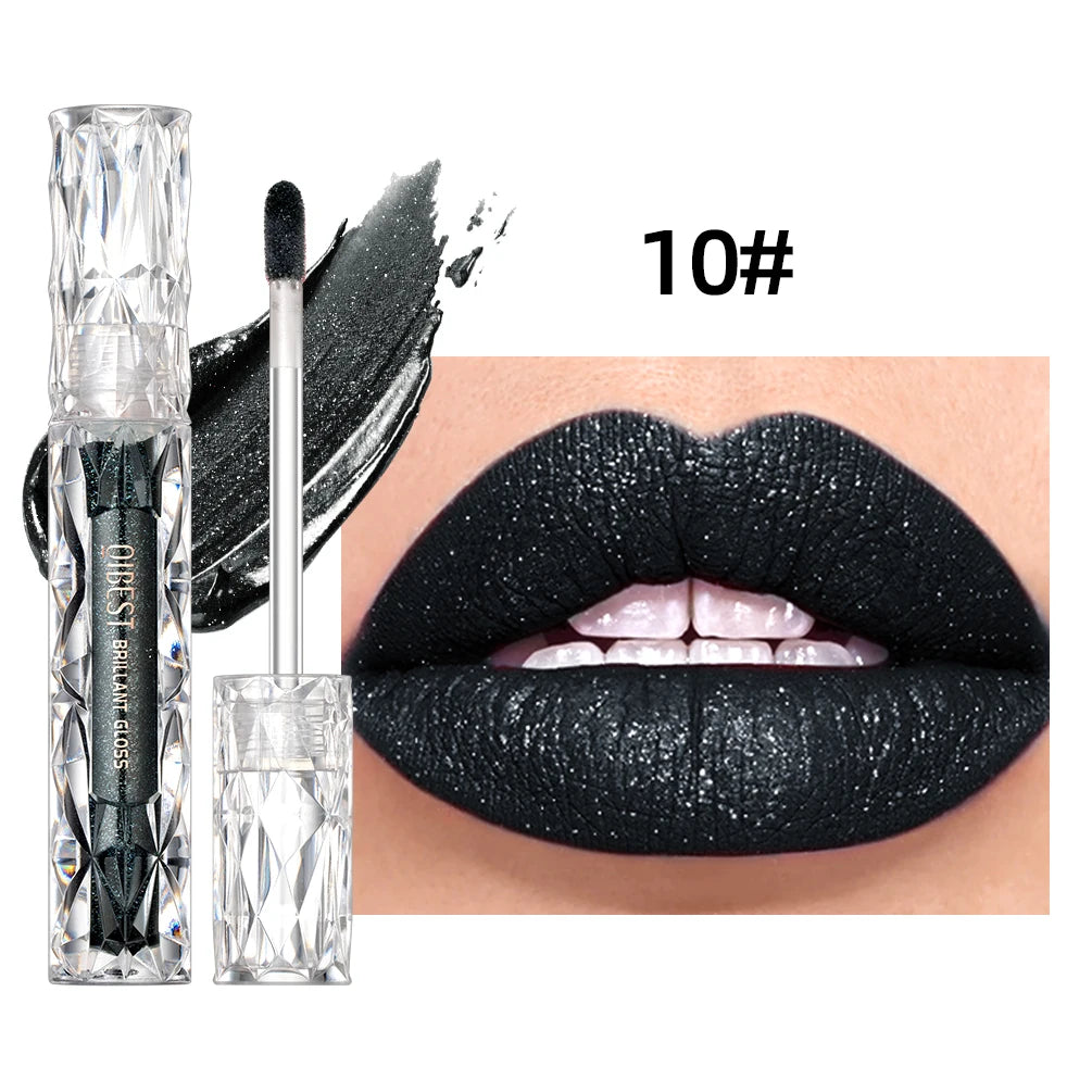 QIBEST Waterproof Diamond Shimmer Glitter Lipgloss Matte