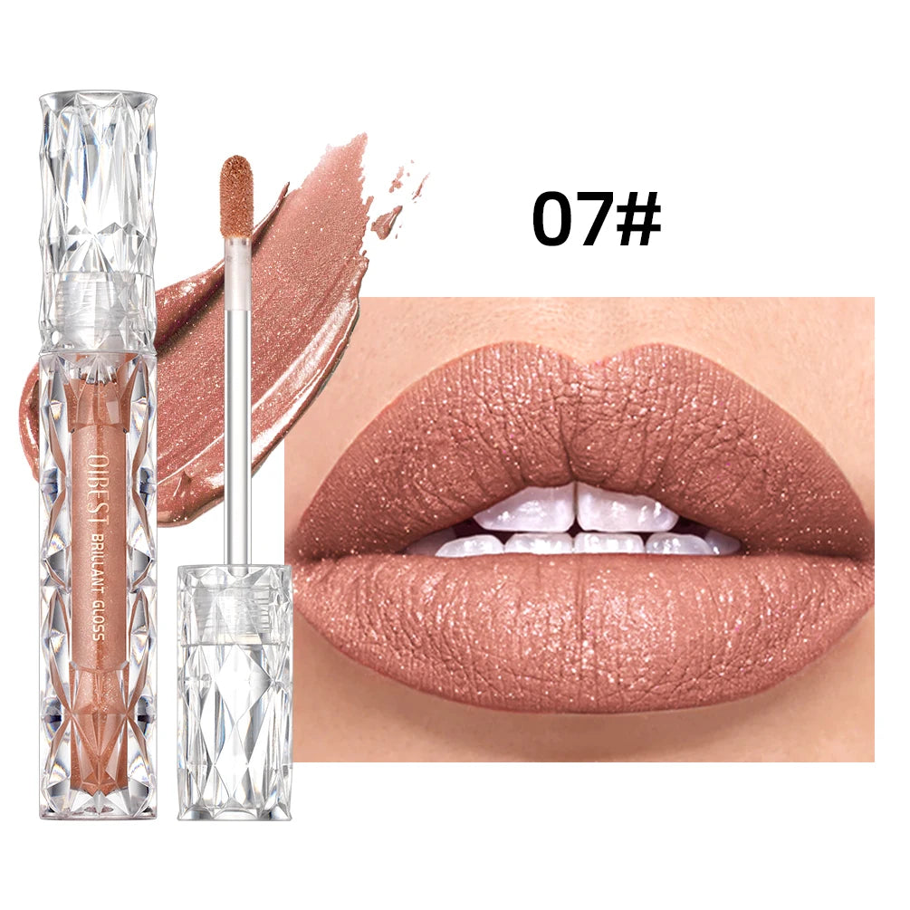 QIBEST Waterproof Diamond Shimmer Glitter Lipgloss Matte