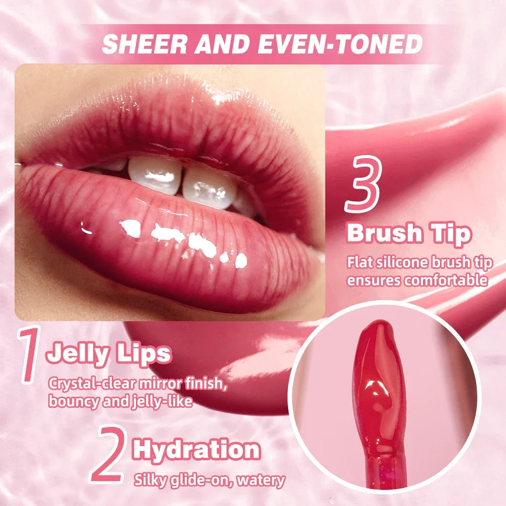 QIBEST Mirror Pearl Lip Gloss Long Lasting Moisturizing Lipstick Shine Glitter Lip Glaze