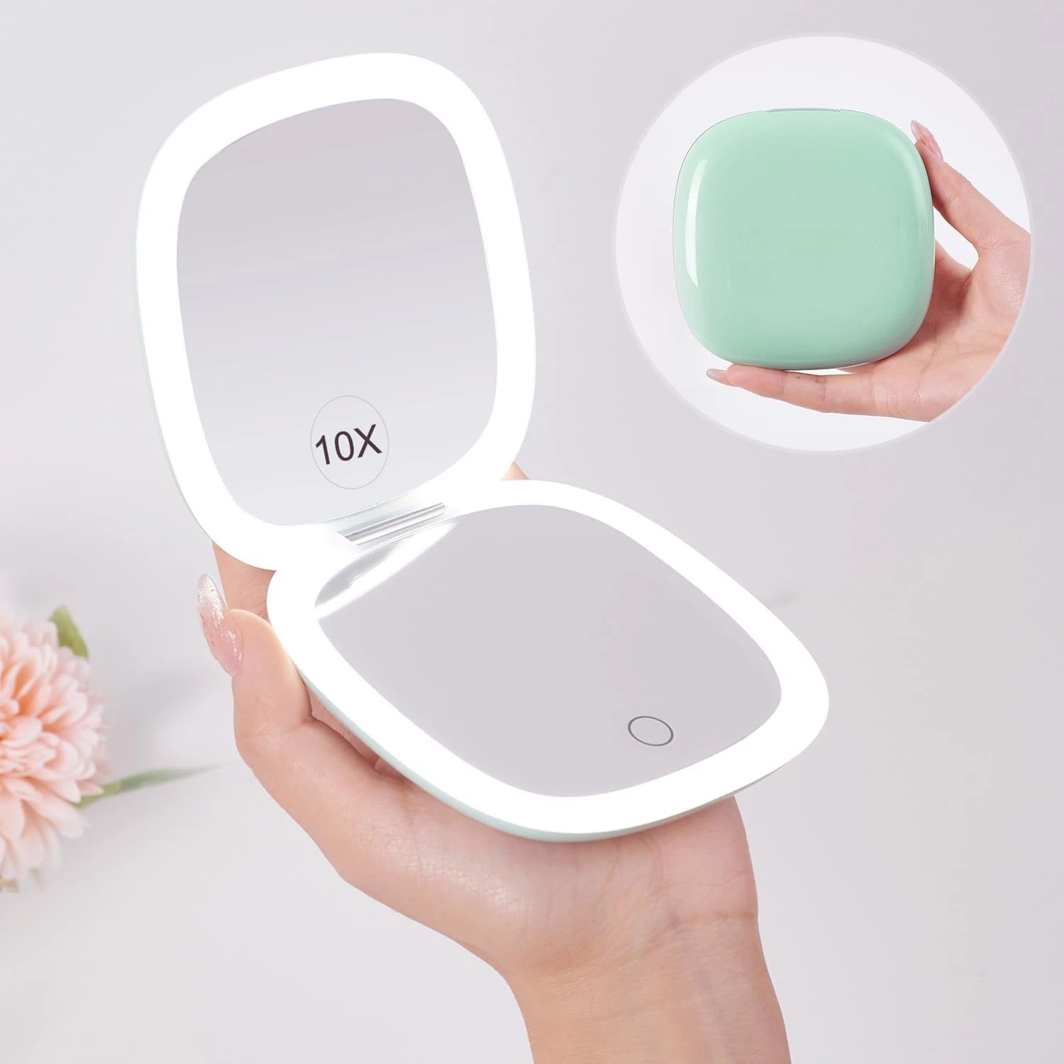 Miroir LED de poche carré