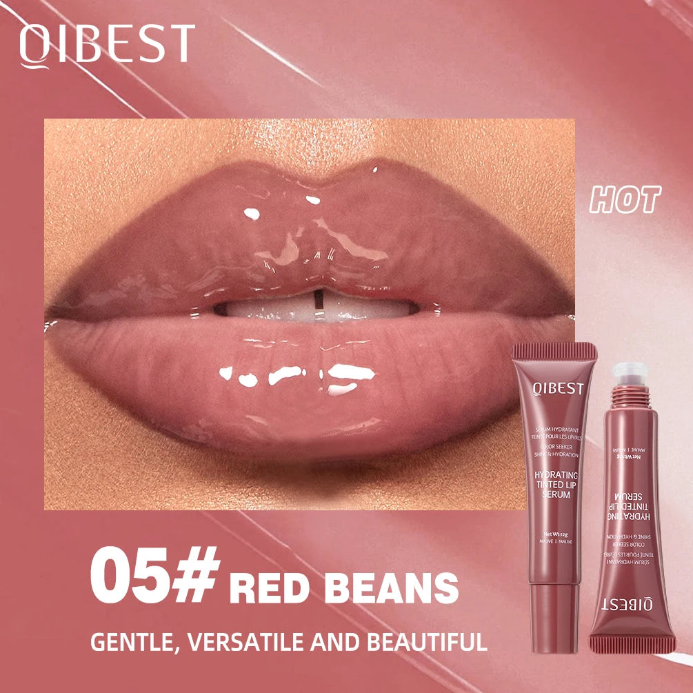 QIBEST Watery Crystal Clear Jelly Lip Oil Lip Balm Moisturizing Smoothing Lip Lines Jelly Pout Lip Gloss Glass Tinted Lip Glaze