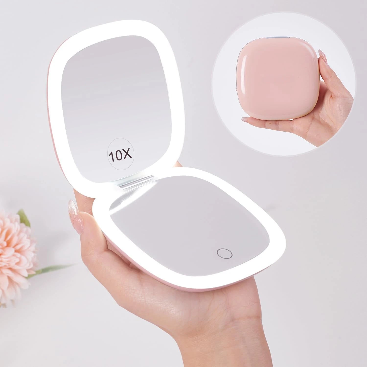 Miroir LED de poche carré