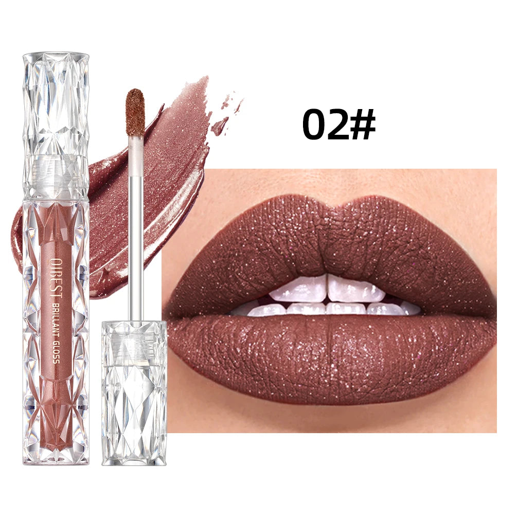 QIBEST Waterproof Diamond Shimmer Glitter Lipgloss Matte