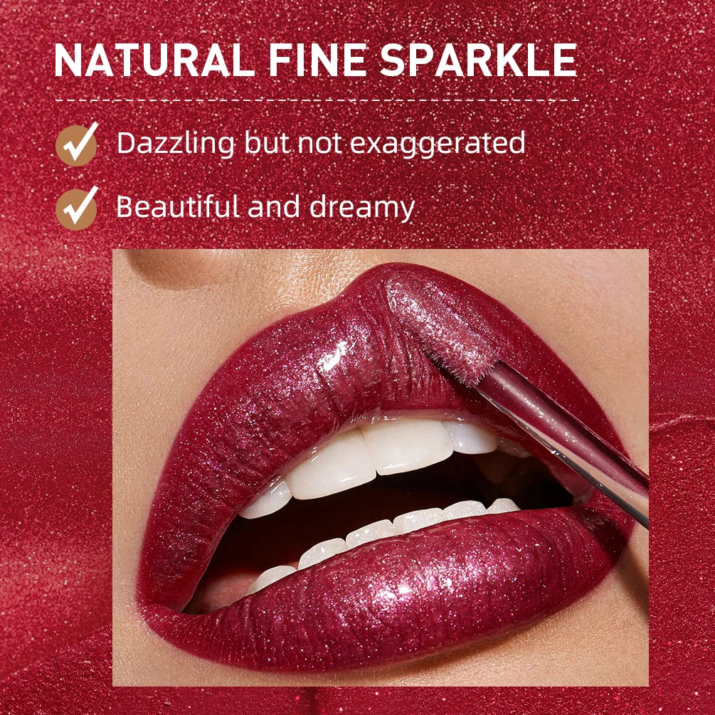 QIBEST Waterproof Diamond Shimmer Glitter Lipgloss Matte
